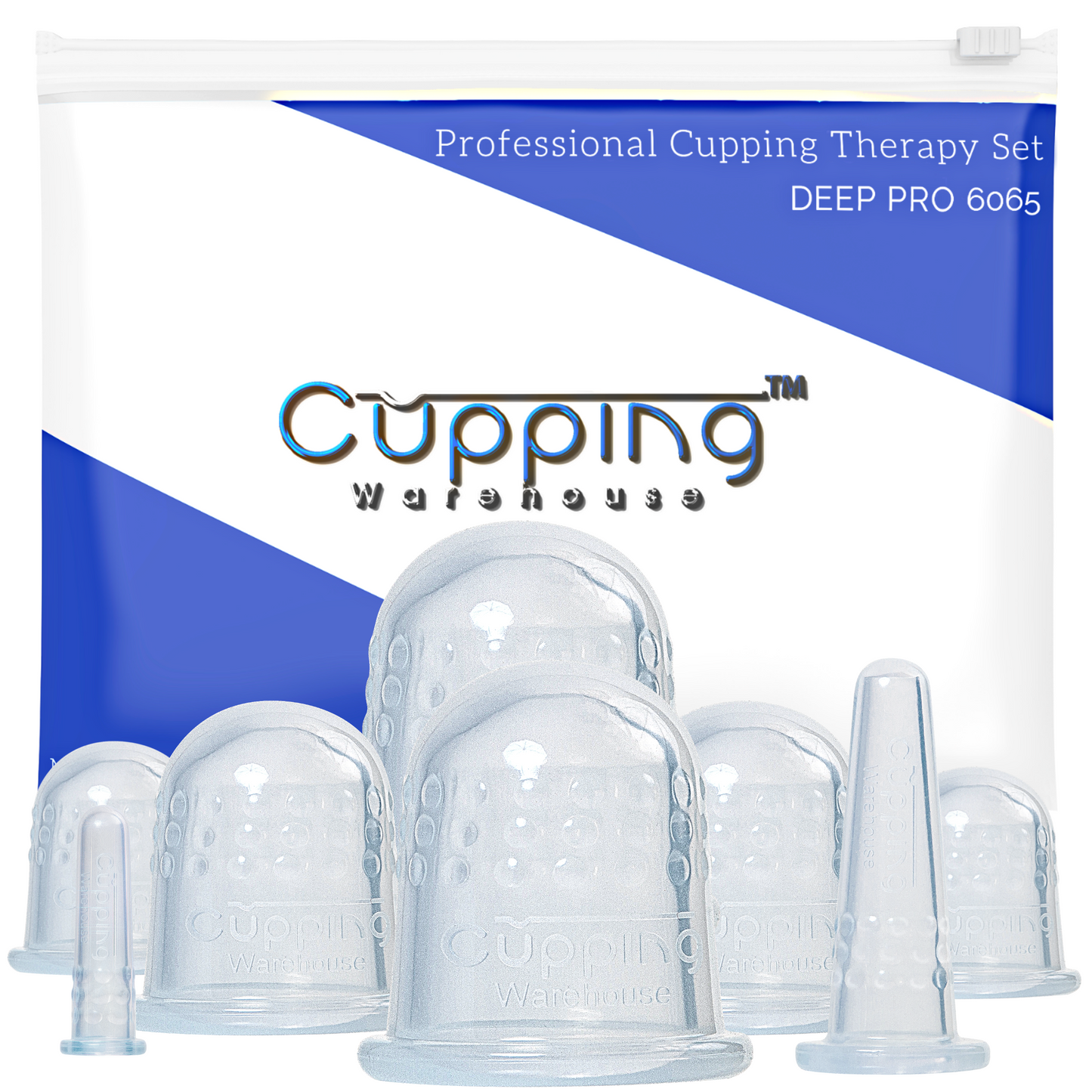 Cupping Warehouse Ultimate Chinese 36 Cup Set (20 Poly CupsTM Stronger PlasticPolycarbonate, 8 Supreme Deep PRO 6065 & 8 Grip PRO 6570 Silicone Cupping Therapy Sets