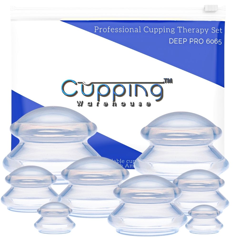 Cupping Warehouse Ultimate Chinese 36 Cup Set (20 Poly CupsTM Stronger PlasticPolycarbonate, 8 Supreme Deep PRO 6065 & 8 Grip PRO 6570 Silicone Cupping Therapy Sets