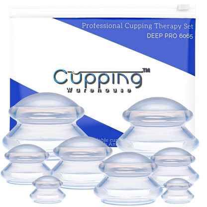 Cupping Warehouse Ultimate Chinese 36 Cup Set (20 Poly CupsTM Stronger PlasticPolycarbonate, 8 Supreme Deep PRO 6065 & 8 Grip PRO 6570 Silicone Cupping Therapy Sets