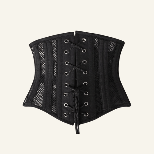 26-Steel-Bones Mesh Corset Breathable Waist Trainer for Short Torso