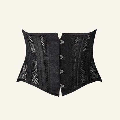 26-Steel-Bones Mesh Corset Breathable Waist Trainer for Short Torso