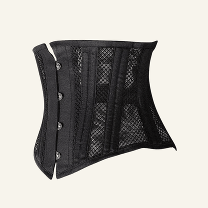 26-Steel-Bones Mesh Corset Breathable Waist Trainer for Short Torso