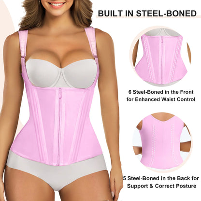 15 Flexible Steel Bones Sport Waist Trainer with Shoulder Straps