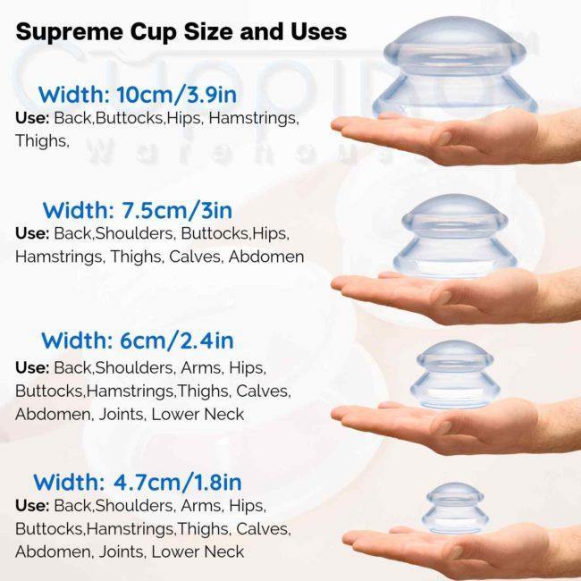 Cupping Warehouse Ultimate Chinese 36 Cup Set (20 Poly CupsTM Stronger PlasticPolycarbonate, 8 Supreme Deep PRO 6065 & 8 Grip PRO 6570 Silicone Cupping Therapy Sets