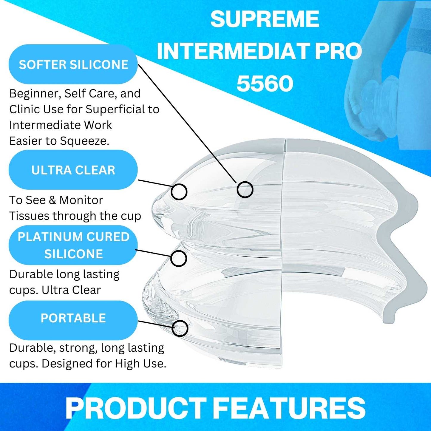 10 Sets of Supreme Intermediate PRO 5560- Beginner Soft Silicone Cupping Therapy Cups